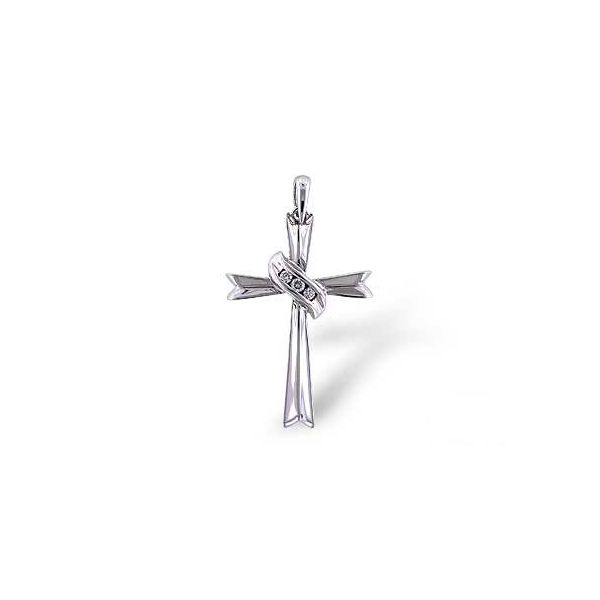 Diamond cross pendant set in white gold. Holliday Jewelry Klamath Falls, OR