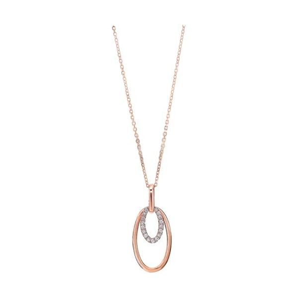 Double oval drop pendant in rose gold. Holliday Jewelry Klamath Falls, OR