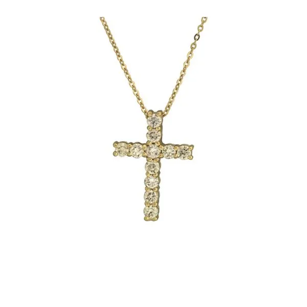 Diamond cross pendant in yellow gold. Holliday Jewelry Klamath Falls, OR