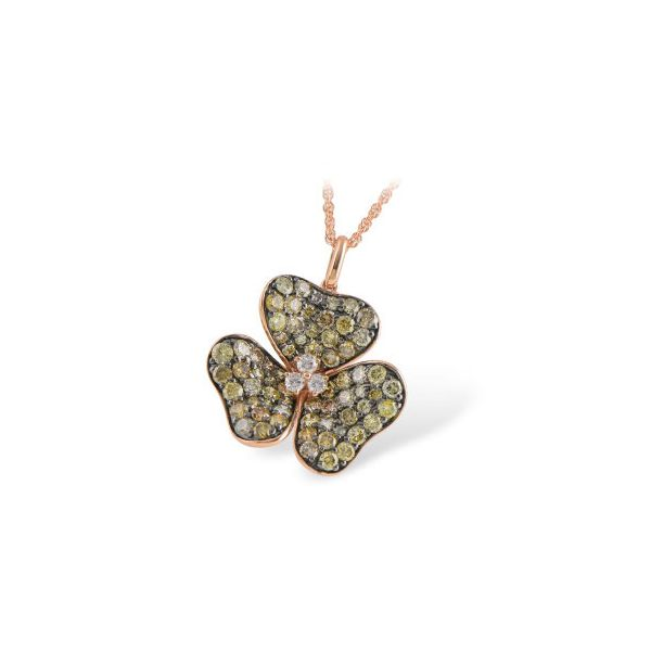 Multi-color diamond flower pendant. Holliday Jewelry Klamath Falls, OR