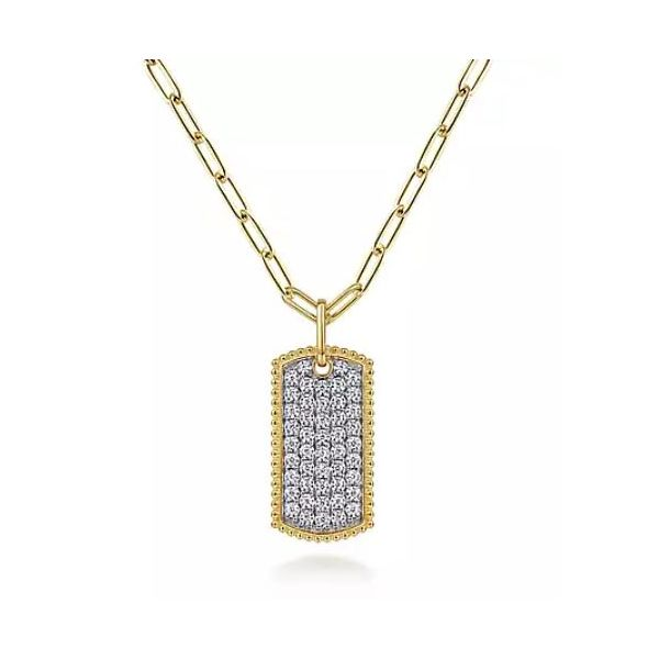 Beautiful and Bold Bujukan Pave Diamond Dog Tag Necklace by Gabriel & Co. Holliday Jewelry Klamath Falls, OR