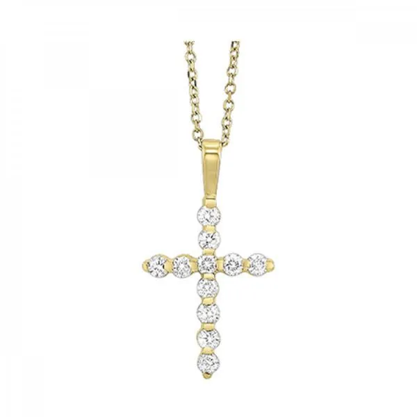Dainty yellow gold and diamond cross Holliday Jewelry Klamath Falls, OR
