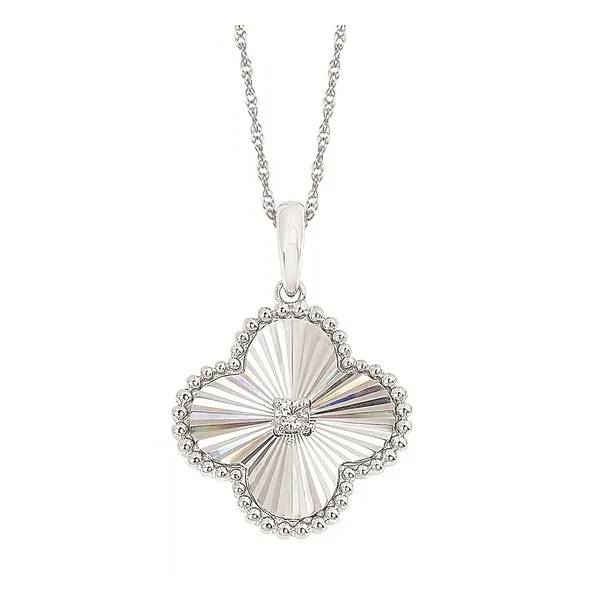 High polish clover style pendant in whitew gold and diamonds Holliday Jewelry Klamath Falls, OR