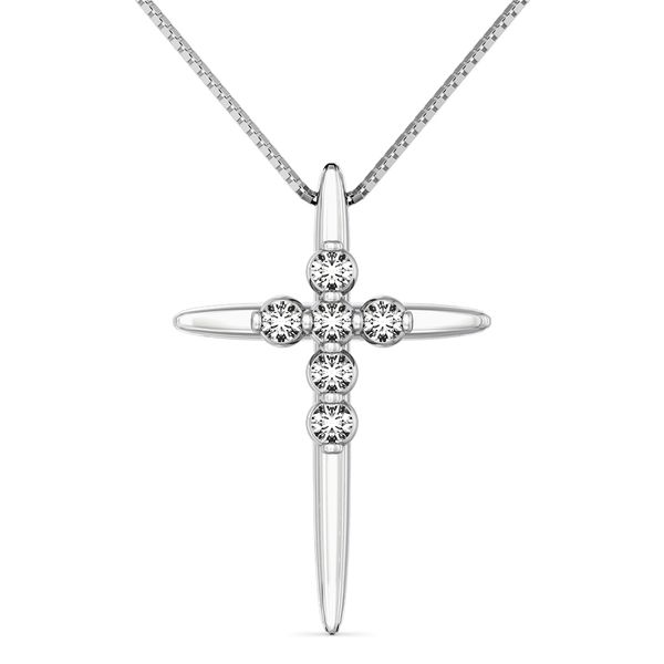 Darling 14k white gold and diamond cross pendant by Sirena Holliday Jewelry Klamath Falls, OR