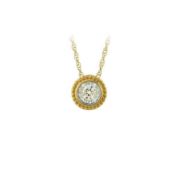 Classical diamond pendant with high polish behind diamond for a big look Holliday Jewelry Klamath Falls, OR