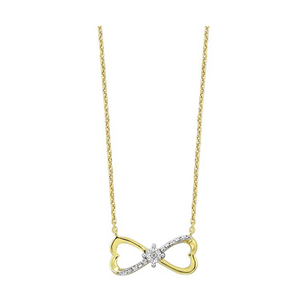 Modern yellow gold and diamond heart infinity pendant Holliday Jewelry Klamath Falls, OR