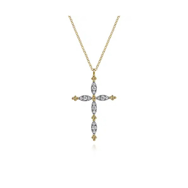 14K Yellow Gold Diamond Cross Pendant by Gabriel & Co. Holliday Jewelry Klamath Falls, OR