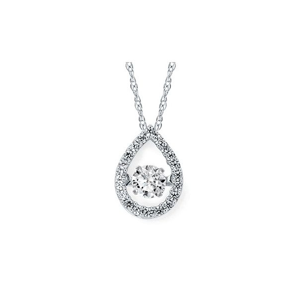 14K White Gold Diamond Tear Drop Shimmering Halo Pendant Holliday Jewelry Klamath Falls, OR