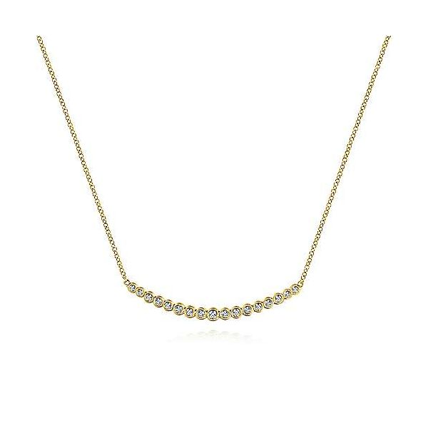 Beautiul bezel set diamond necklace by Gabriel & Co. Holliday Jewelry Klamath Falls, OR