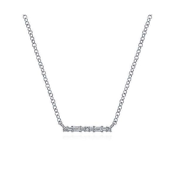 Dot-dash diamond necklace by Gabriel & Co. Holliday Jewelry Klamath Falls, OR
