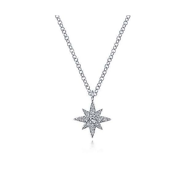 Diamond starburst necklace by Gabriel & Co. Holliday Jewelry Klamath Falls, OR