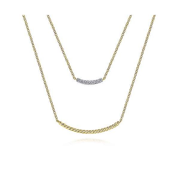 The perfect layered diamond bar necklace by Gabriel & Co. Holliday Jewelry Klamath Falls, OR