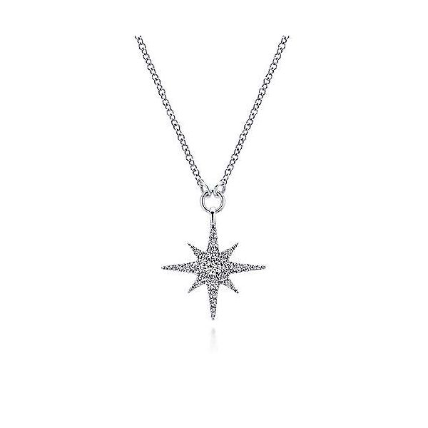 Gabriel & Co starburst necklace. Holliday Jewelry Klamath Falls, OR
