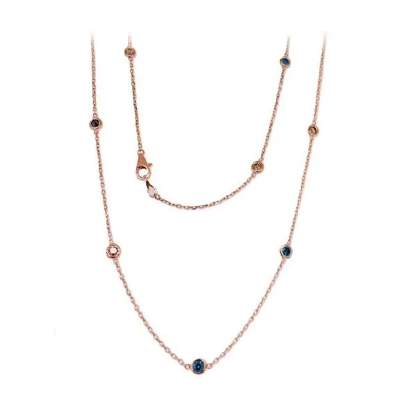 Colorful 14KR brown, blue & black diamond station chain Holliday Jewelry Klamath Falls, OR