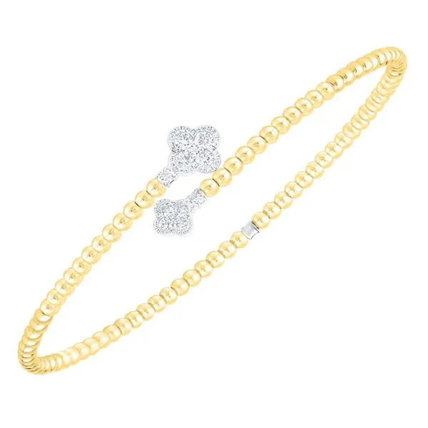 Dainty flower 14K two tone Diamond Flexible Bangle Bracelet Holliday Jewelry Klamath Falls, OR