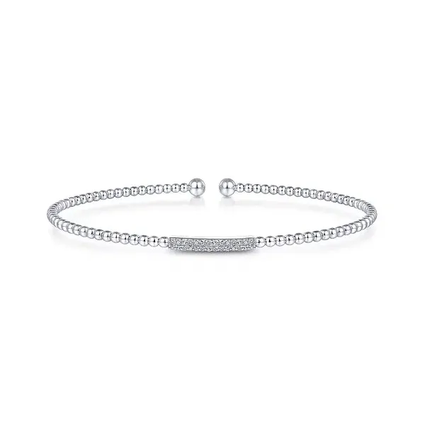 Charming white gold bead cuff bracelet with diamonds Holliday Jewelry Klamath Falls, OR