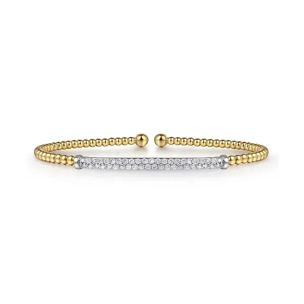 Classic yellow gold diamond bar bangle by Gabriel & Co Holliday Jewelry Klamath Falls, OR