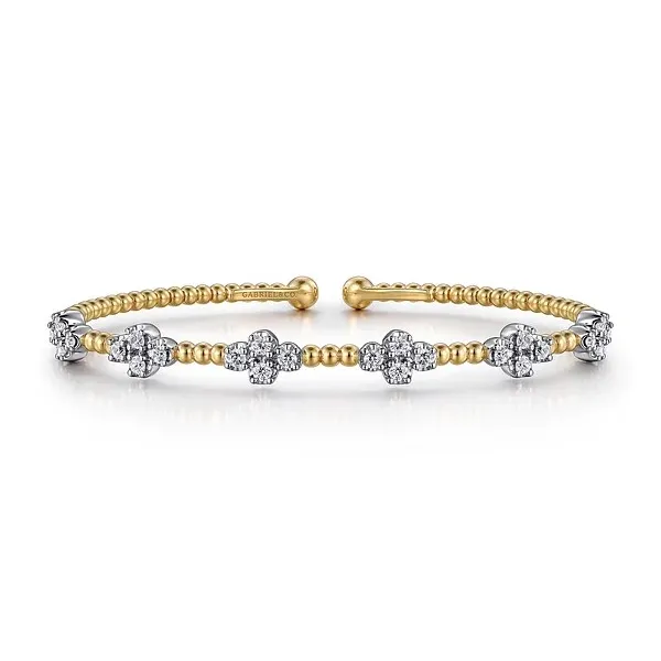 Gabriel Stunning14K White-Yellow Gold Bujukan Diamond Bangle Holliday Jewelry Klamath Falls, OR