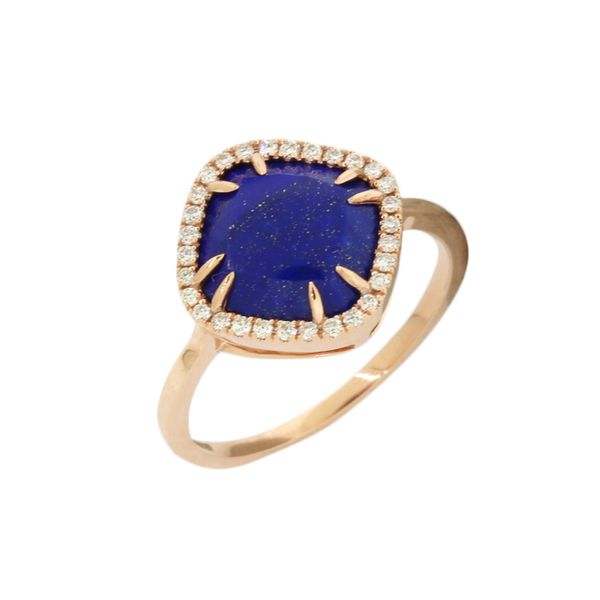 Mastini lapis and diamond halo style ring. Holliday Jewelry Klamath Falls, OR