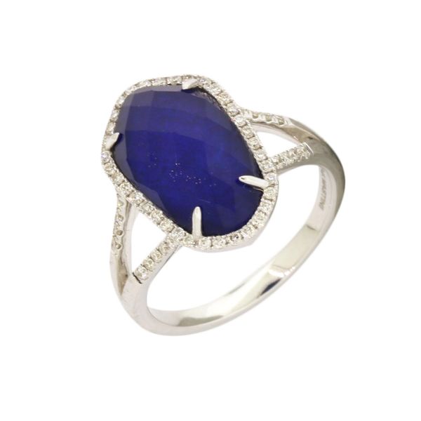 Mastini lapis and diamond halo style ring Holliday Jewelry Klamath Falls, OR