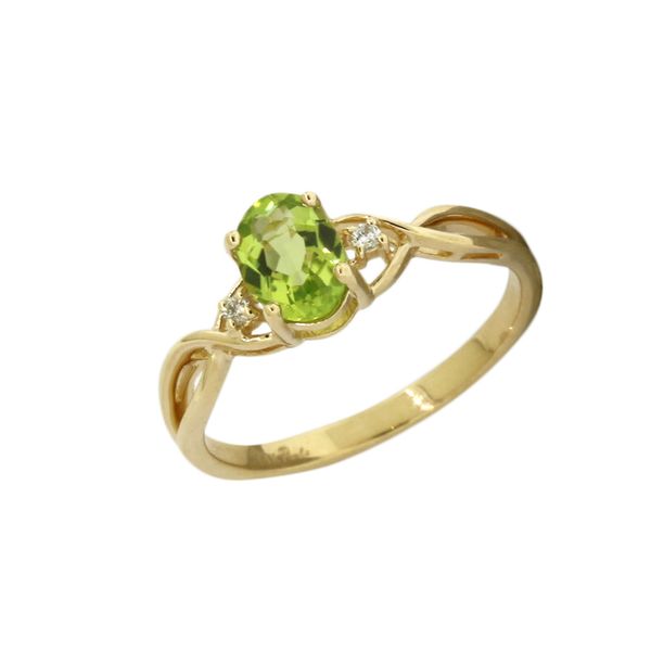 Stunning peridot and diamonds set in 14 karat yellow gold. Holliday Jewelry Klamath Falls, OR