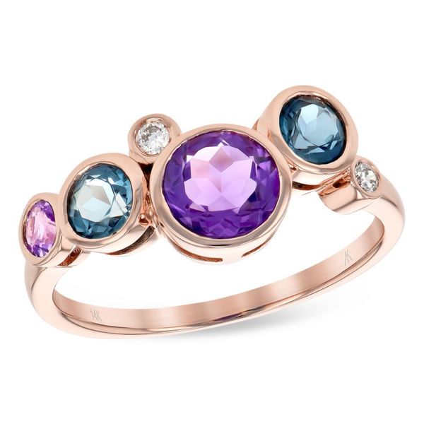 Allison Kaufman 14 karat rose gold bubble style colored stone ring. Holliday Jewelry Klamath Falls, OR