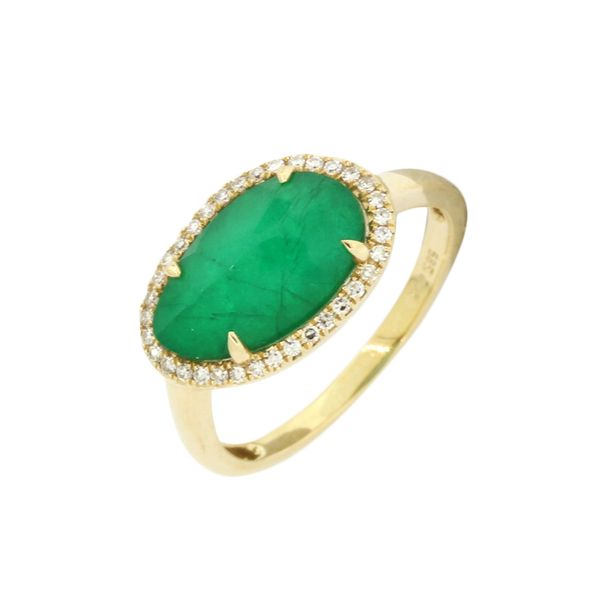 Emerald, white topaz and diamond ring. Holliday Jewelry Klamath Falls, OR