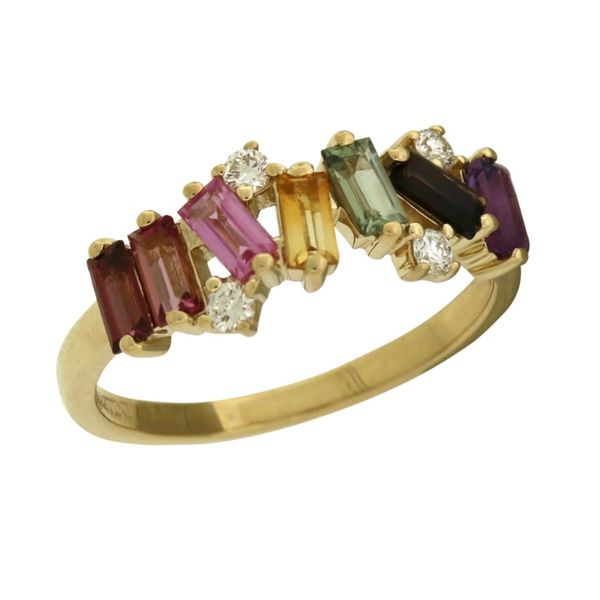 Spectacular Mastini multicolor baguette ring. Holliday Jewelry Klamath Falls, OR