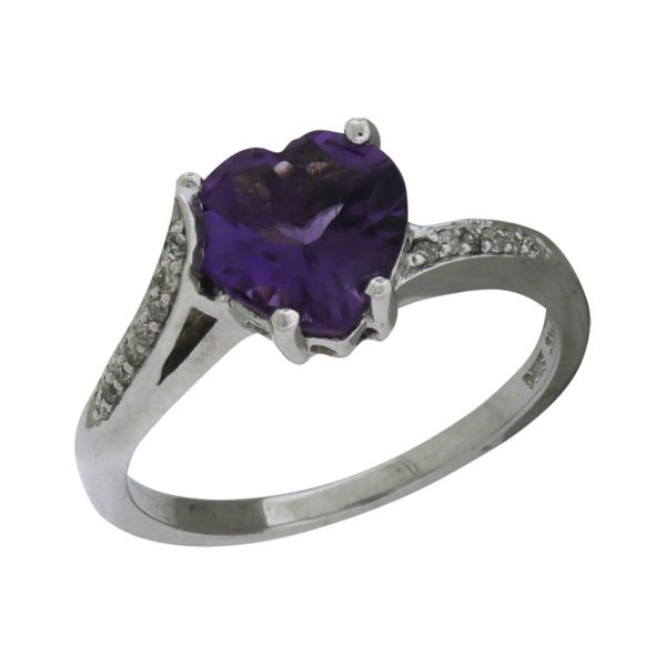 Heart shaped Amethyst and diamond ring. Holliday Jewelry Klamath Falls, OR