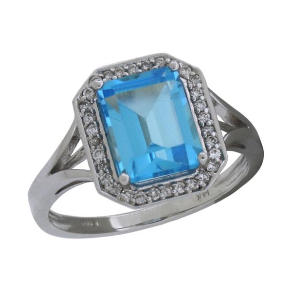 Emerald cut blue topaz ring. Holliday Jewelry Klamath Falls, OR