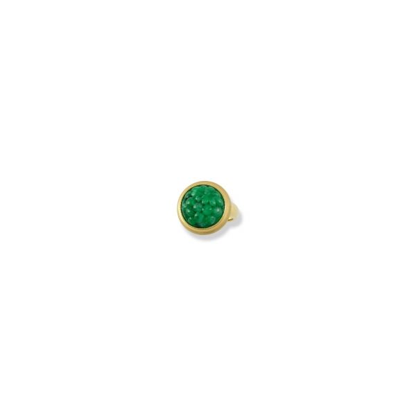 Carved green jade flower ring. Holliday Jewelry Klamath Falls, OR