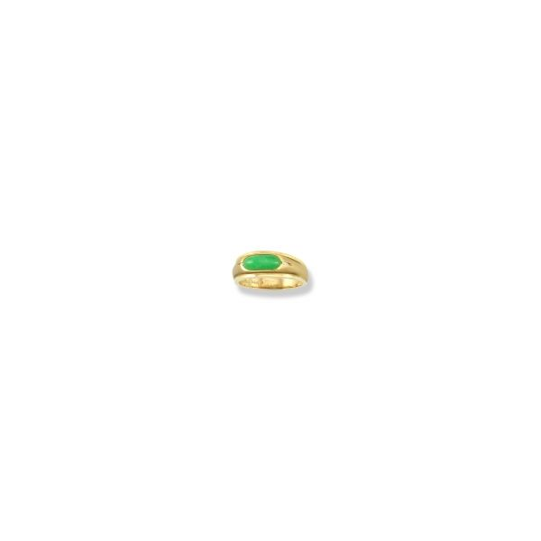 Natural green jade saddle ring. Holliday Jewelry Klamath Falls, OR