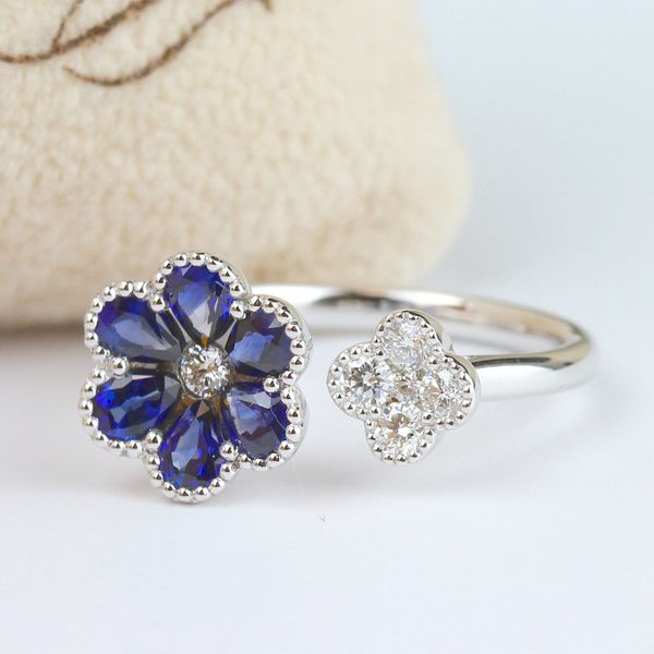 Stunning Sapphire and Diamond Flower Ring Holliday Jewelry Klamath Falls, OR