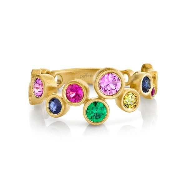 Stunning multi-color sapphire and tsavorite garnet ring. Holliday Jewelry Klamath Falls, OR