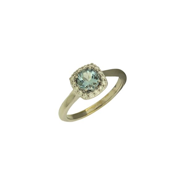 Pleasing Halo Design Aquamarine and Diamond Ring Holliday Jewelry Klamath Falls, OR