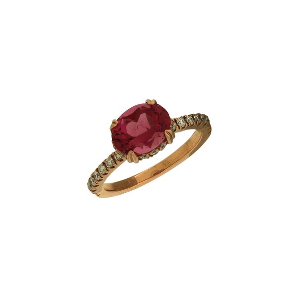 Precious Oval Pink Tourmaline and Diamond Rose Gold Ring Holliday Jewelry Klamath Falls, OR