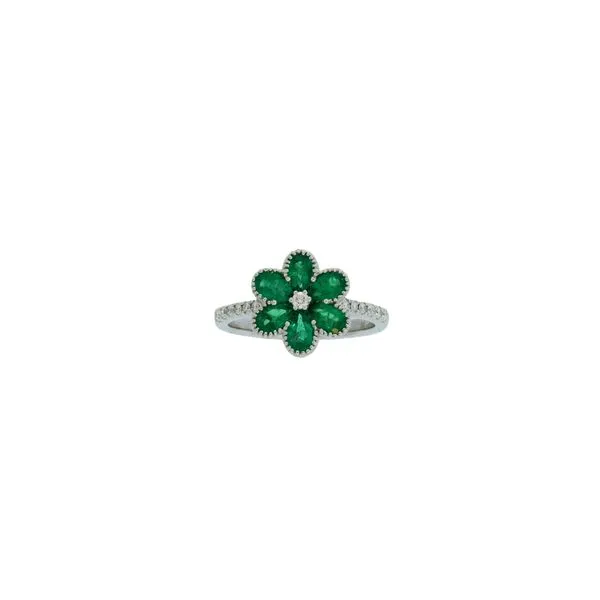 Awesome Emerald and Diamond Flower Ring Holliday Jewelry Klamath Falls, OR