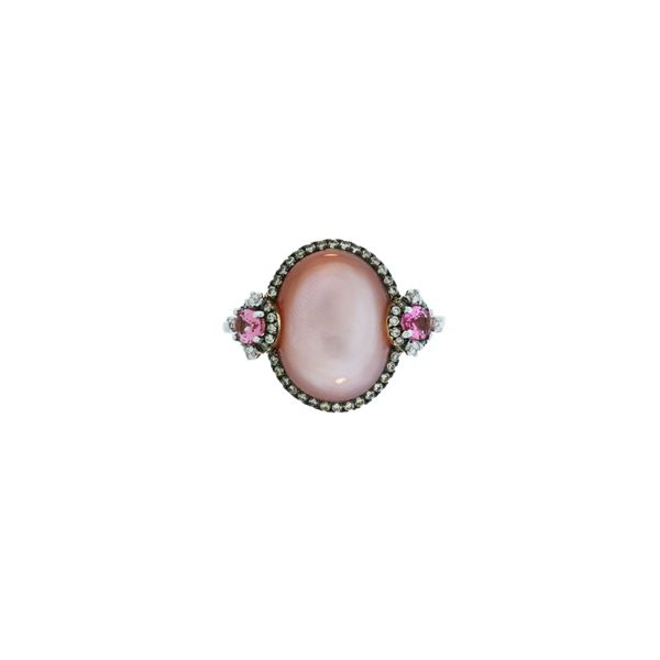 Precious Diamond, Pink Tourmaline and Mother of Pearl Antique Style Ring Holliday Jewelry Klamath Falls, OR