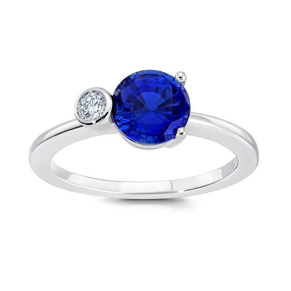 Beautiful two-stone ring set with Chatham created Sapphire and laboratory grown diamond Holliday Jewelry Klamath Falls, OR