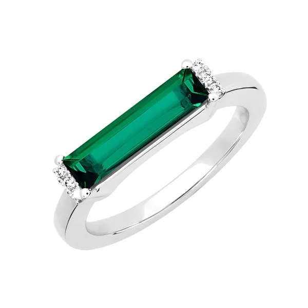 Modern elongated baguette cut Chatham created Emerald ring Holliday Jewelry Klamath Falls, OR