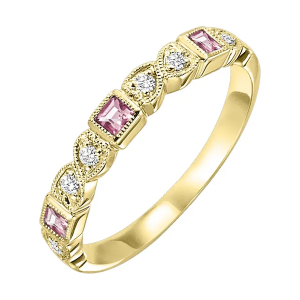 Stackable Milligrain Diamond & Pink Tourmaline Band Holliday Jewelry Klamath Falls, OR