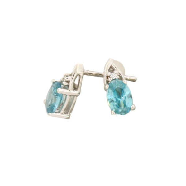 Blue zircon and diamond earrings Holliday Jewelry Klamath Falls, OR