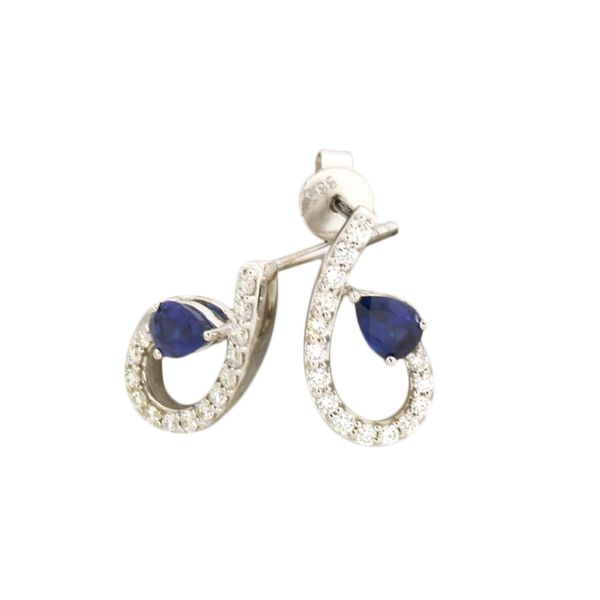 14 karat white gold earrings with sapphire and diamonds Holliday Jewelry Klamath Falls, OR