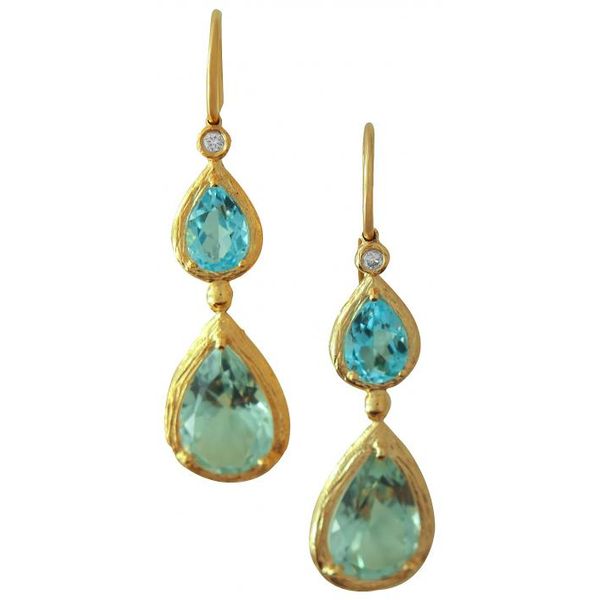 Cherie Dori double drop colored stone earrings. Holliday Jewelry Klamath Falls, OR