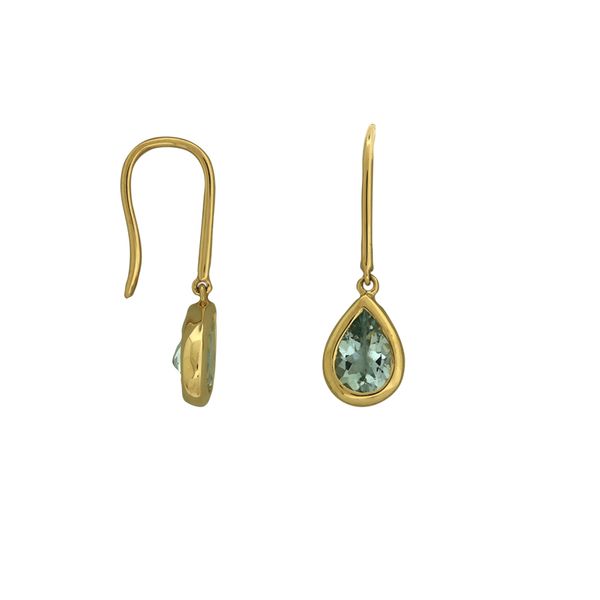 Drop earrings with pear shaped aquamarine. Holliday Jewelry Klamath Falls, OR