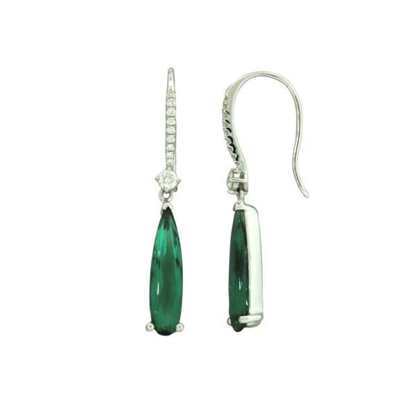 Elegant green tourmaline and diamond earrings. Holliday Jewelry Klamath Falls, OR