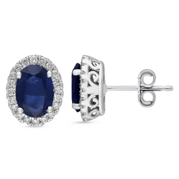 Regal Sapphire and Diamond Halo Earrings Holliday Jewelry Klamath Falls, OR