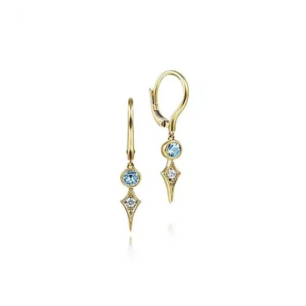 Stunning Spike Kite Diamond and Blue Topaz Earrings by Gabriel & Co. Holliday Jewelry Klamath Falls, OR