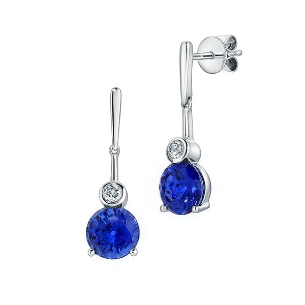 Drop style Chatham created Sapphire earrings Holliday Jewelry Klamath Falls, OR