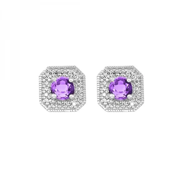 Amethyst earrings with a halo of sparkling diamonds Holliday Jewelry Klamath Falls, OR